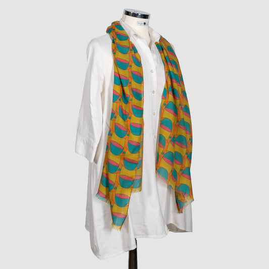 SCIARPA 100% LANA NA' TAZZULELLA 'E CAFE' BIG "MUSTARD YELLOW"