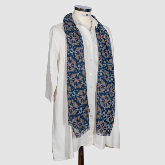 SCIARPA 100% LANA ETHNIC ONE BLUE