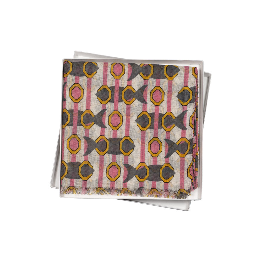 SCIARPA 100% LANA PRESI NELLA RETE ROSE