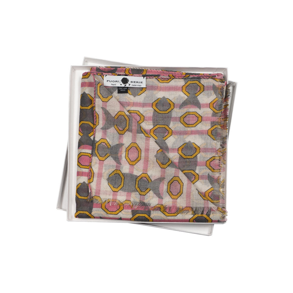 SCIARPA 100% LANA PRESI NELLA RETE ROSE