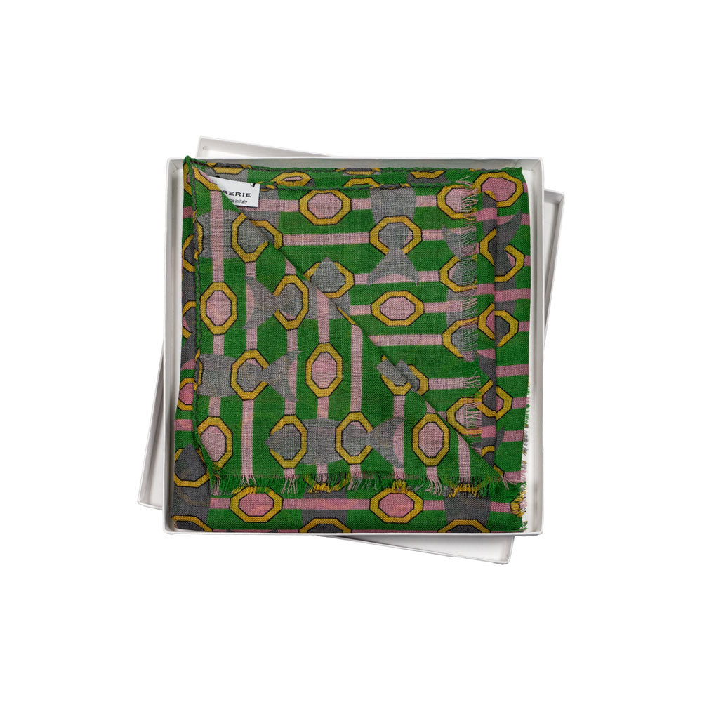 SCIARPA 100% LANA PRESI NELLA RETE GREEN