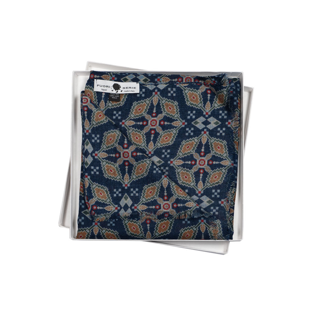 SCIARPA 100% LANA ETHNIC ONE BLUE